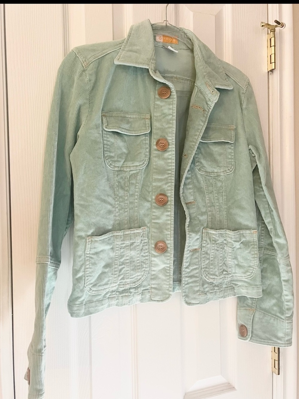 Tulle Mint Green Corduroy Button-Up Jacket